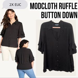 ModCloth Ruffle Button Up Top